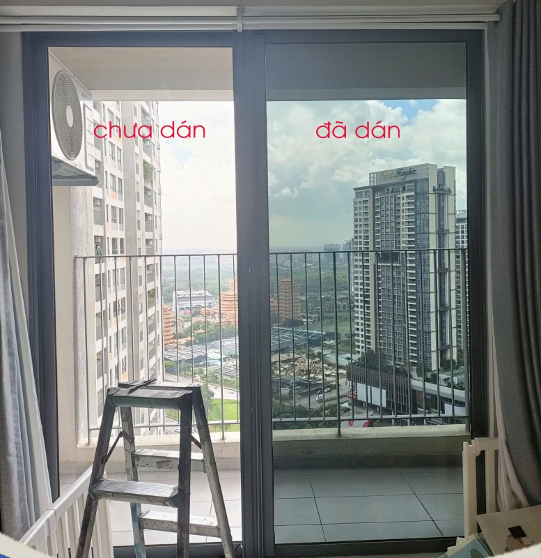 So sánh cửa kính trước và sau khi dán phim cách nhiệt